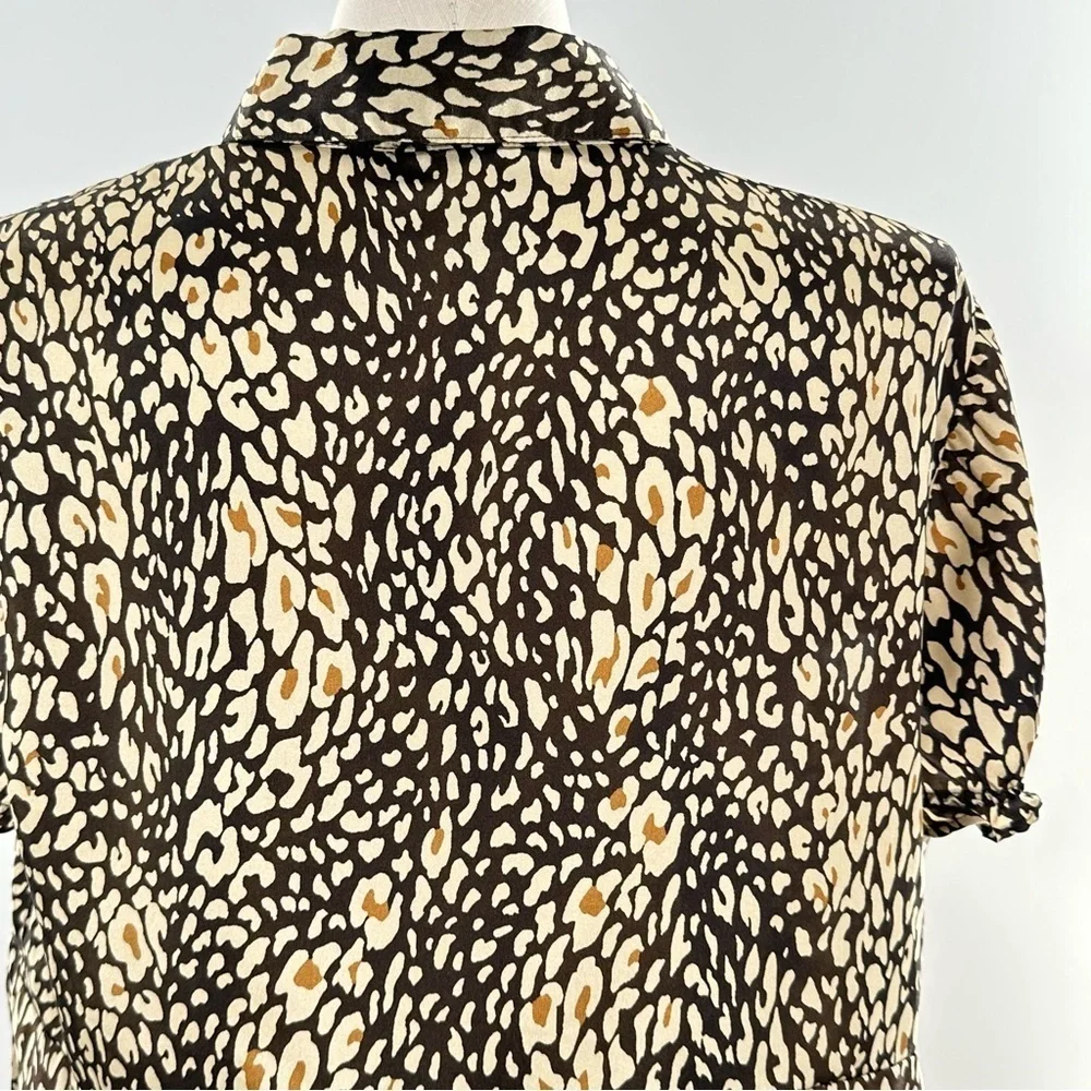 Lane Bryant womens top size 22-24 brown leopard print knotted neck career